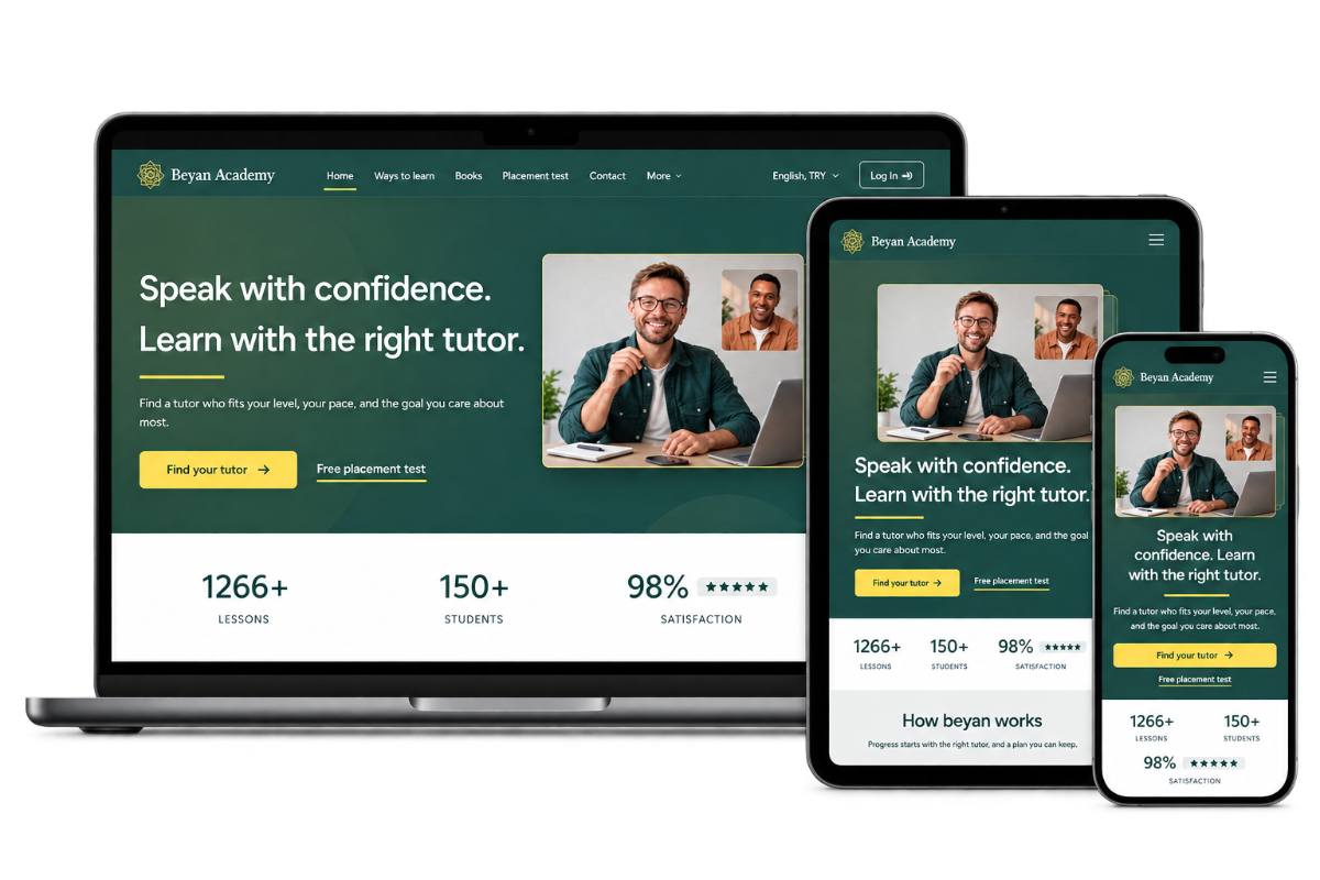 Beyan available on laptop, tablet, and phone